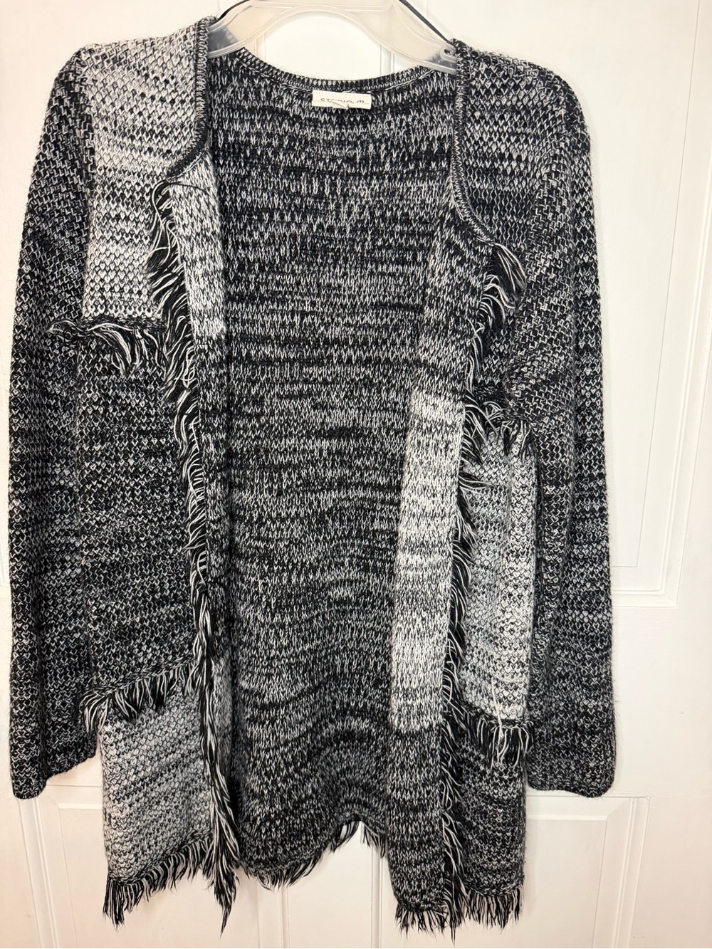 Studio B by Bobeau Women’s Marled Knit Open-Front Fringe Hem Cardigan